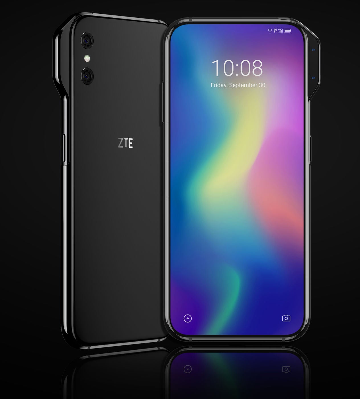 ZTE Axon V render reveals a dedicated panel that hosts the front-facing cameras - Renders show two new ZTE concept phones that are practically all screen