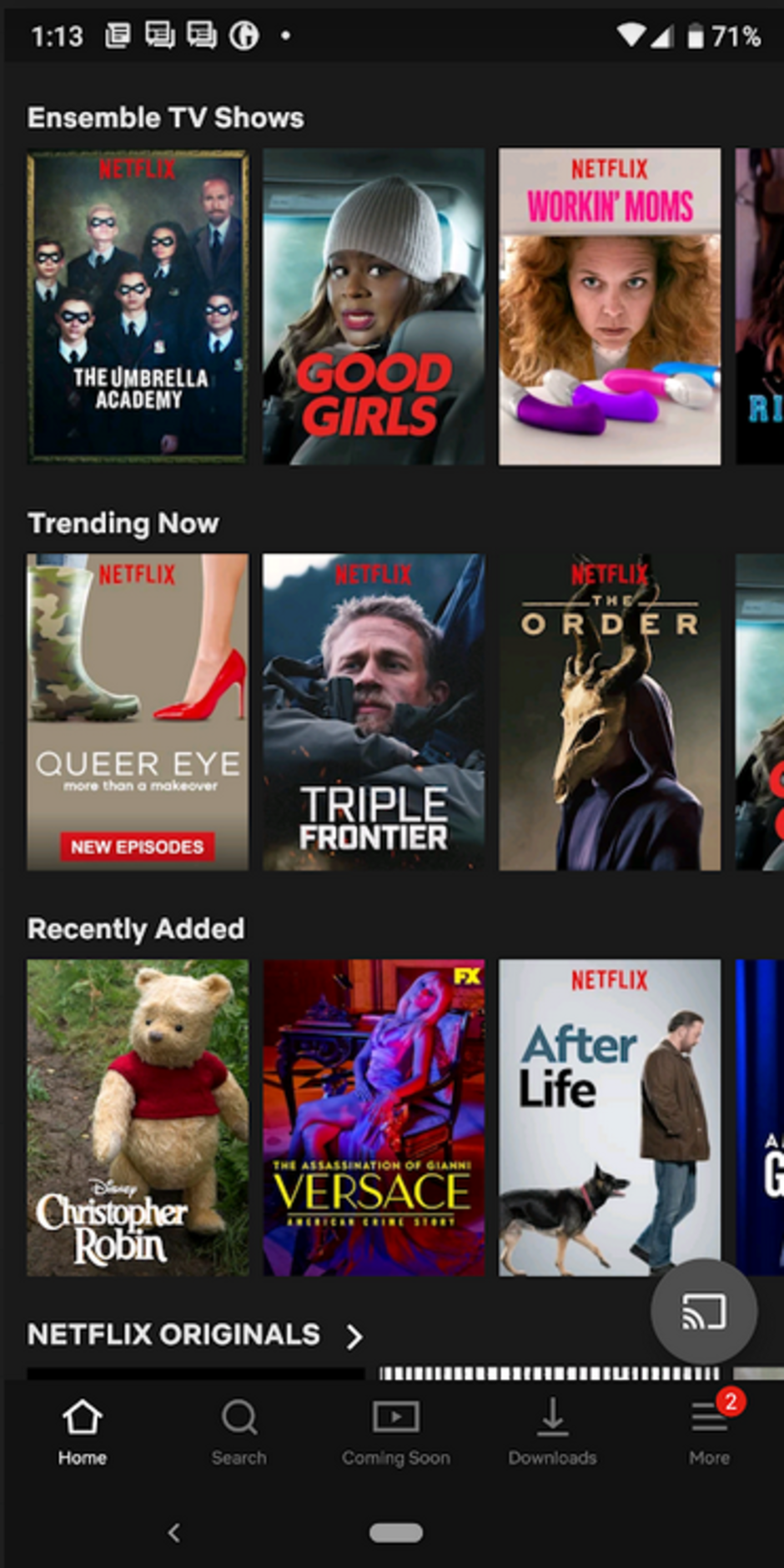 The current grid-based UI used by Netflix for its Android app - Netflix CEO hints that a major redesign is coming