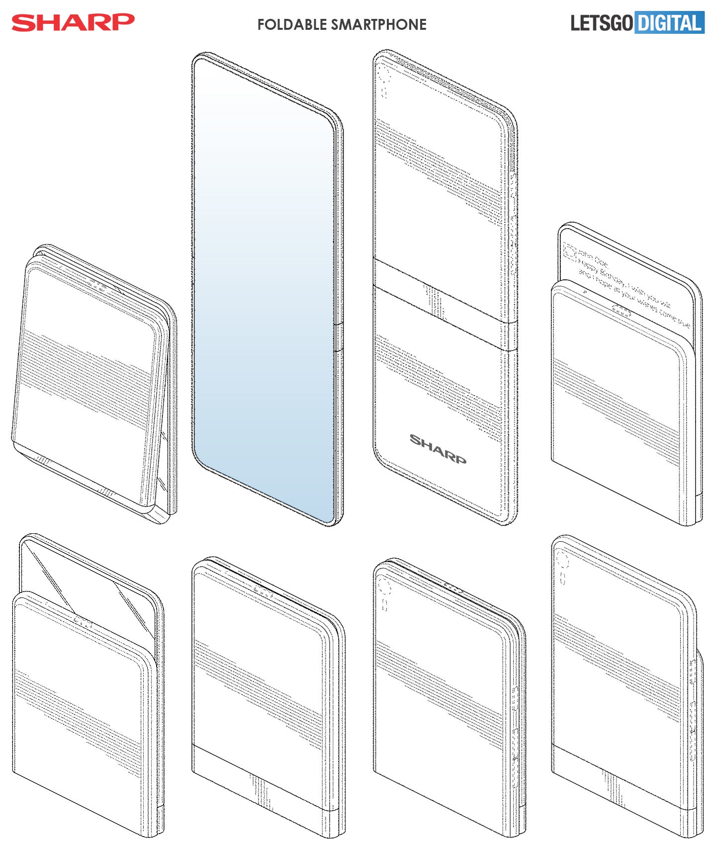 Sharp has patented a sleek foldable phone with two hinges
