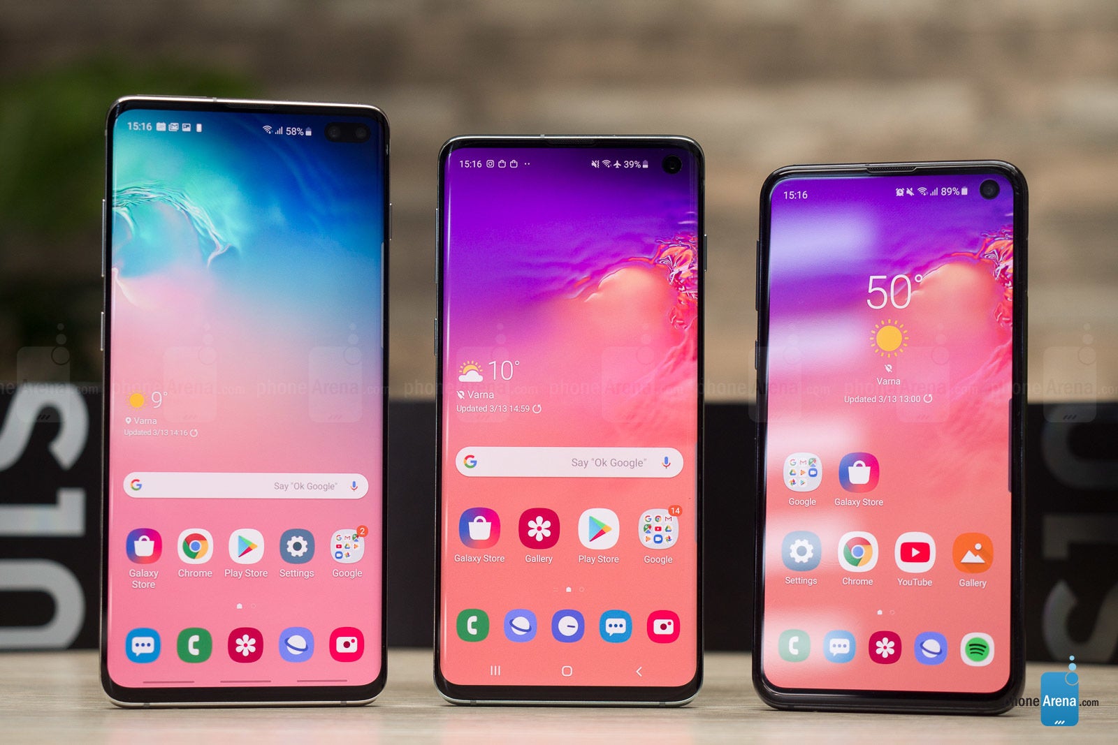 Samsung Galaxy S10e, S10, and S10+