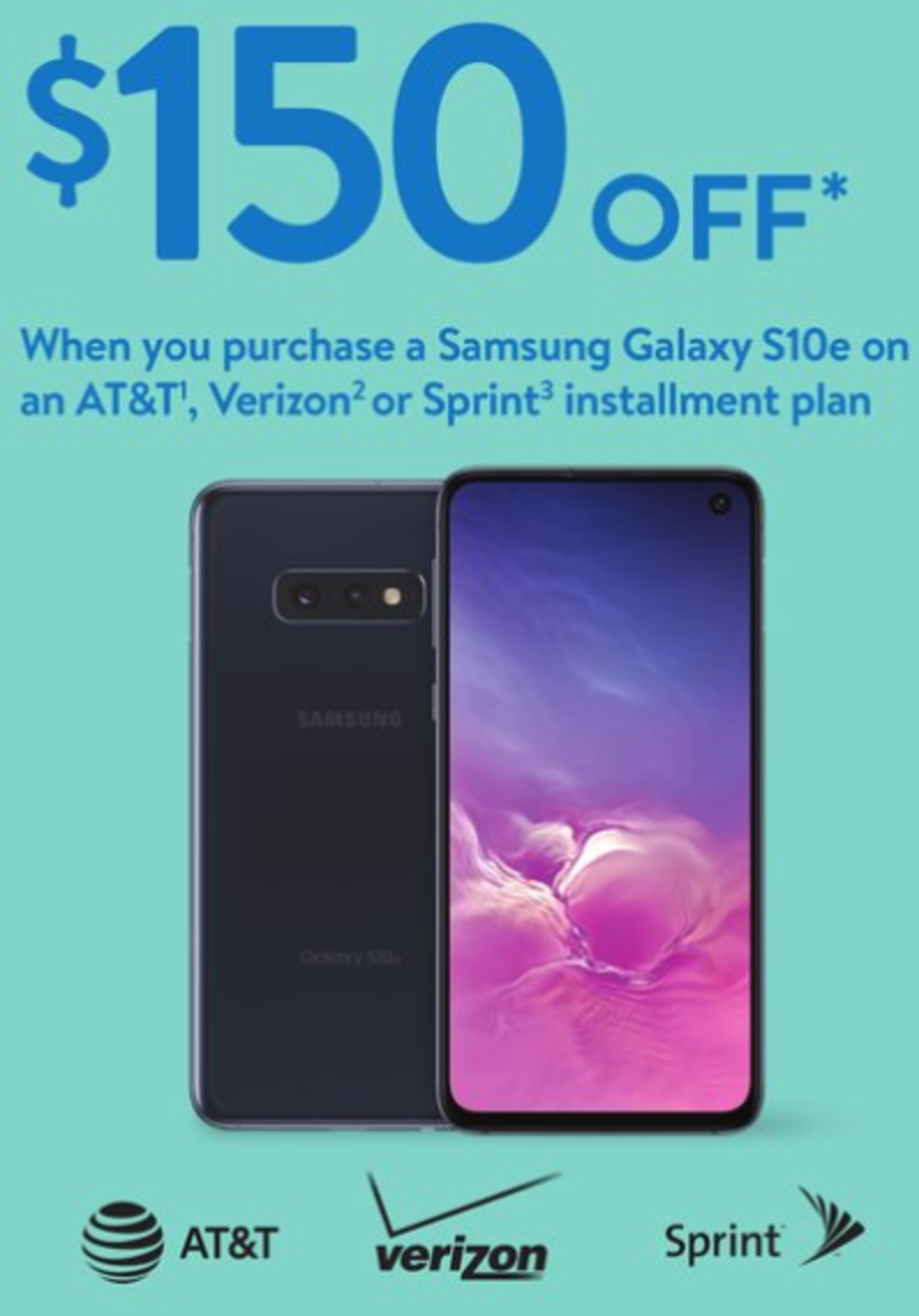 Deal: Samsung Galaxy S10e is $150 off at Walmart (with AT&T, Verizon, or Sprint monthly installments)