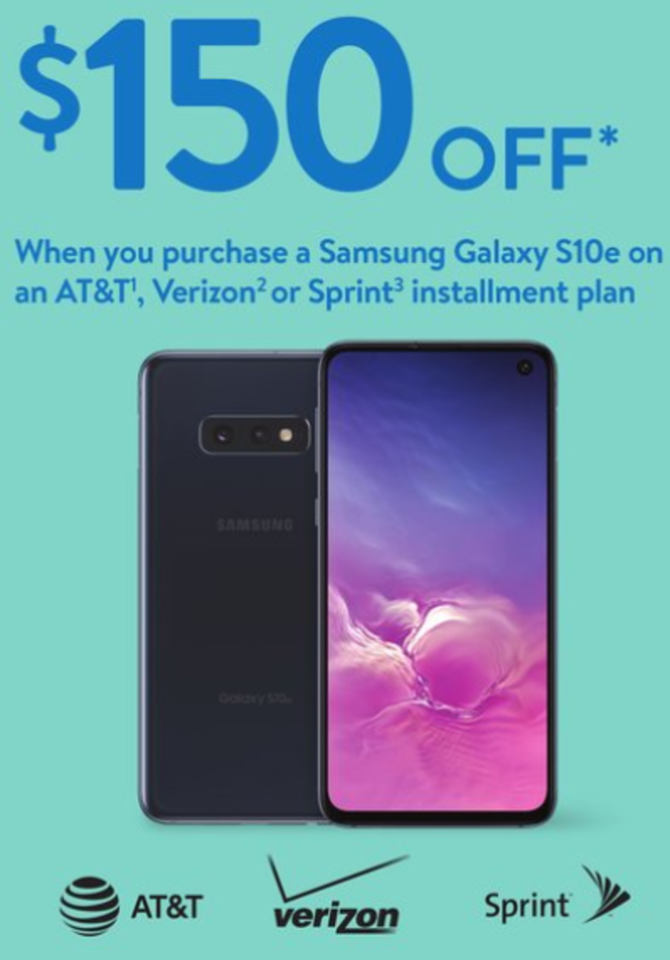 Deal: Samsung Galaxy S10e is $150 off at Walmart (with AT&amp;T, Verizon, or Sprint monthly installments)