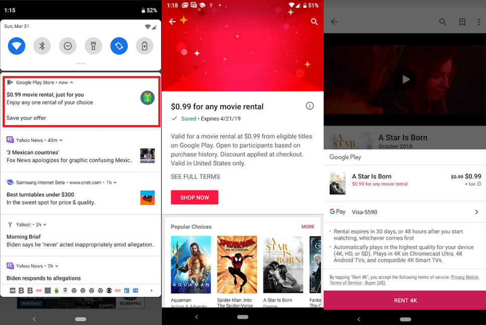 Google is allowing Android users one 99 cent movie rental - Google offers Android users one 99-cent movie rental