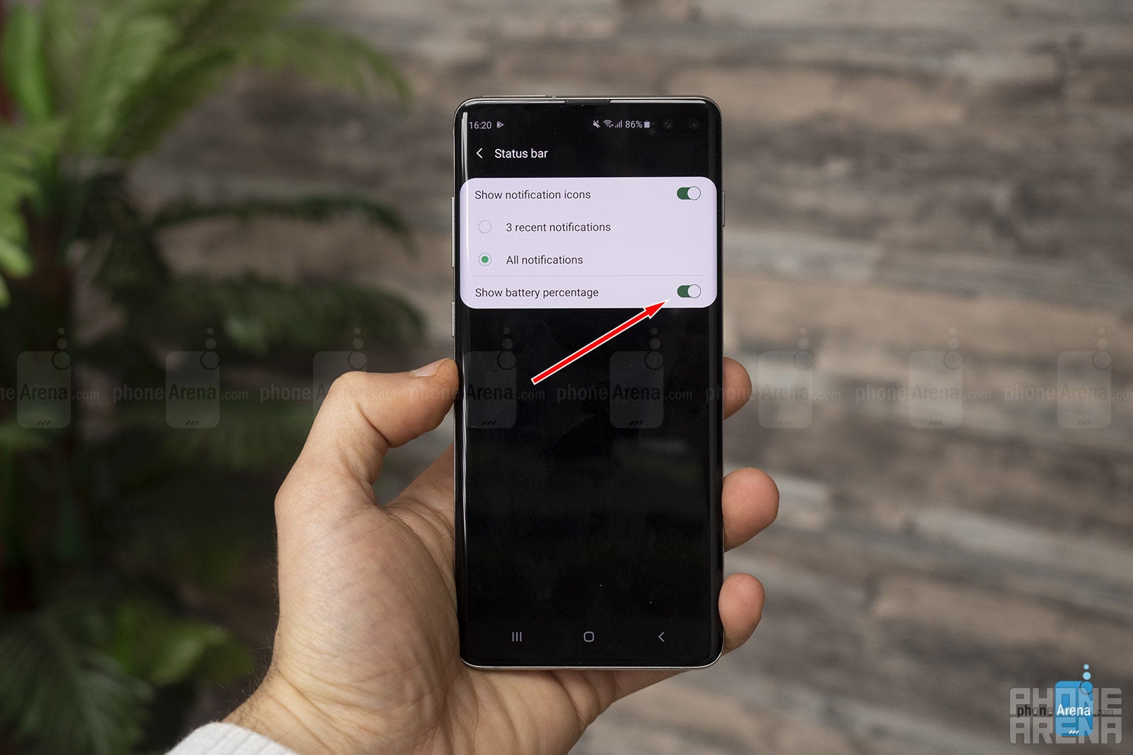 How to show battery percentage on Galaxy S10, S10 Plus and S10e