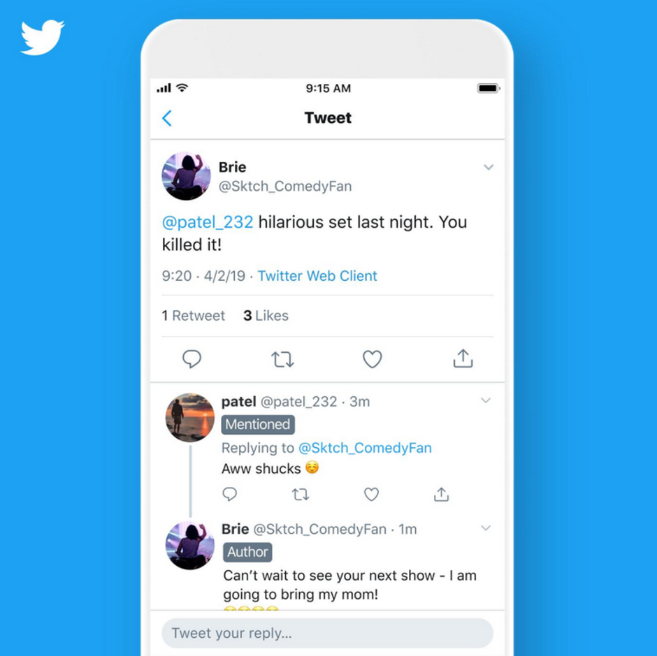 Twitter is testing new labels for threads including author, mentioned and following - Twitter tests new labels that help users understand the dynamics of a thread