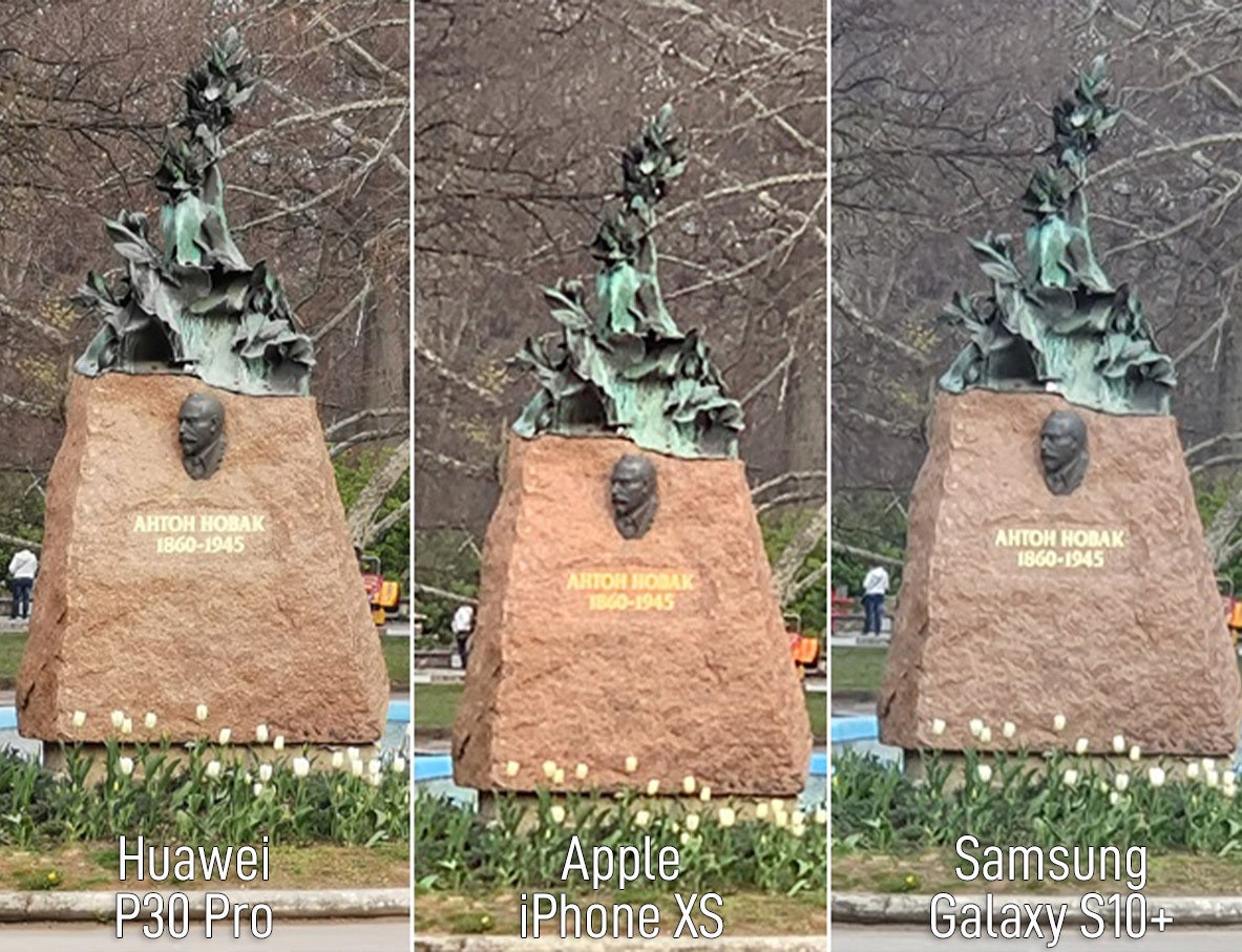 A cropped-in view of the 5X zoom photo, differences become very obvious - What difference does 5x telephoto camera on Huawei P30 Pro make? We compare against iPhone XS and Galaxy S10+