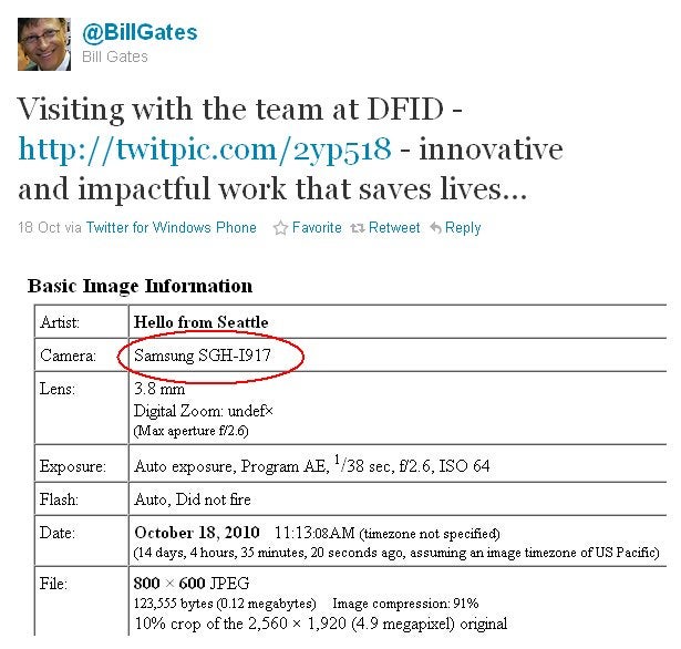 Bill Gates is tweeting using a Samsung Focus - Microsoft&#039;s head honcho is using none other than a Samsung Focus
