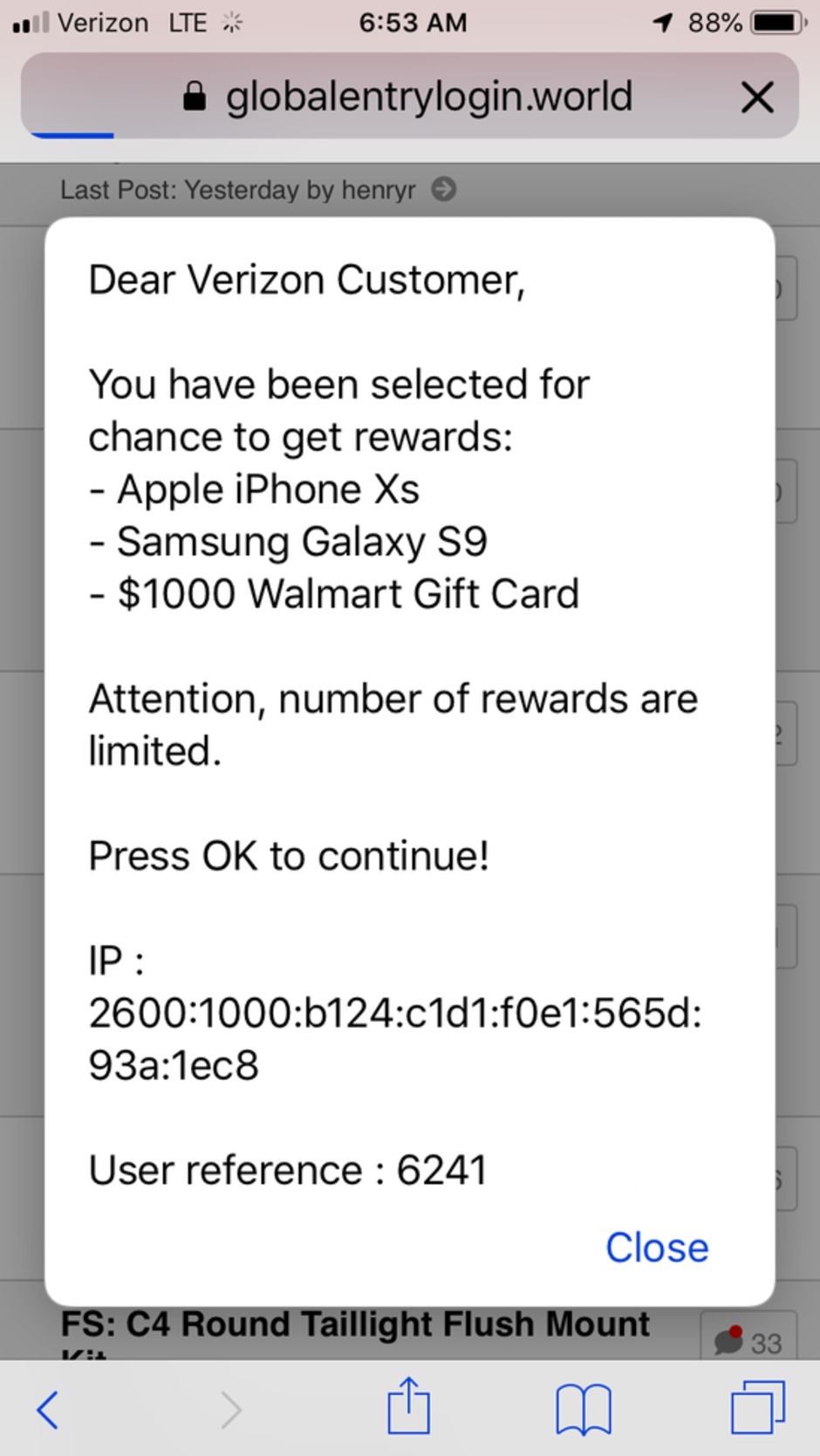 Example of an eGobbler landing page - U.S. iOS users need to uninstall the Chrome browser app now