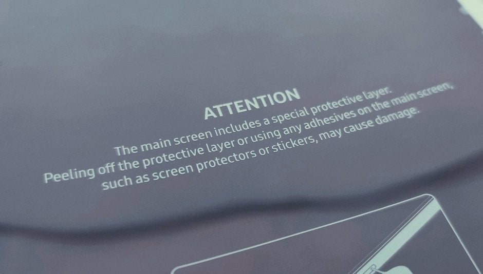 Samsung's warning not to remove the plastic film on the large Galaxy Fold screen - Samsung reportedly delays Galaxy Fold launch in China, postpones two other related events