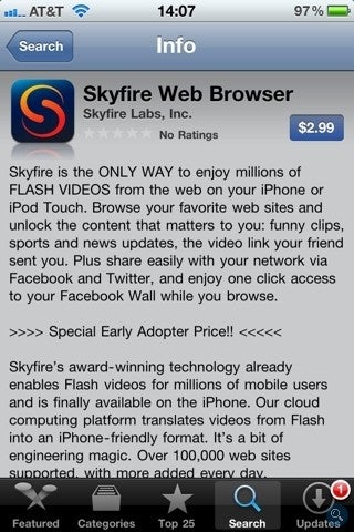 Skyfire for the iPhone is now available for $2.99 - Skyfire mobile browser for iOS lands in the App Store