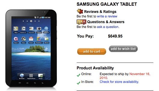 Samsung Galaxy Tab for Bell will sell for $649.95 - Samsung Galaxy Tab is headed to Bell & priced at $649.95