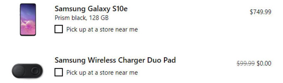 The unlocked Samsung Galaxy S10e and S10 128 GB come with free dual wireless charging pads at Microsoft