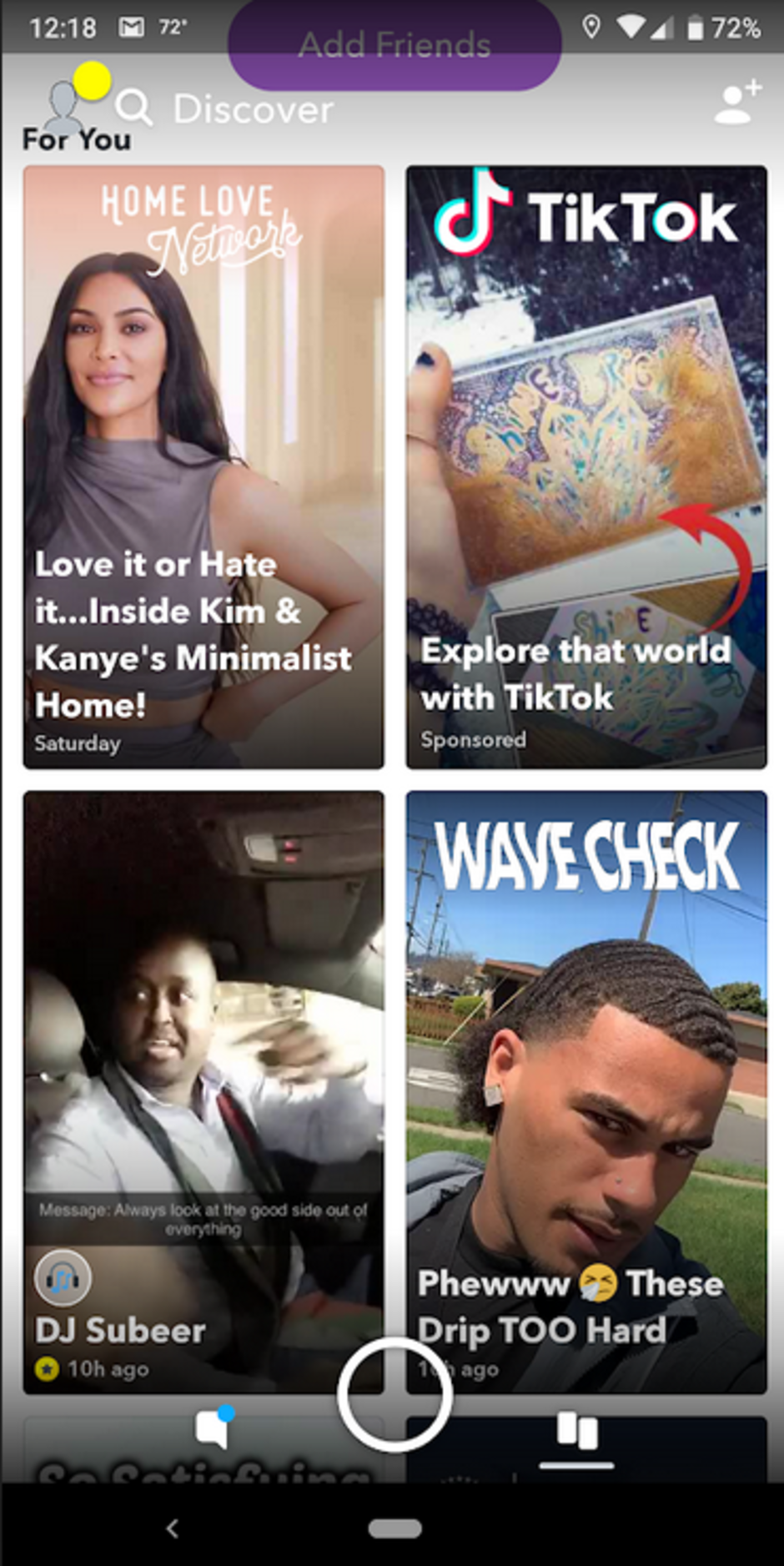 The Discover feature on Snapchat shows content from celebrities and Snap's media partners - Snapchat's rebuilt Android app has better performance and improves your favorite features