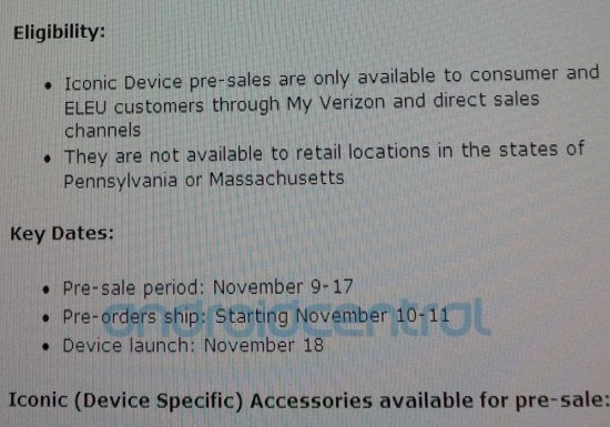 Presales for the iconic Motorola DROID PRO start on November 9