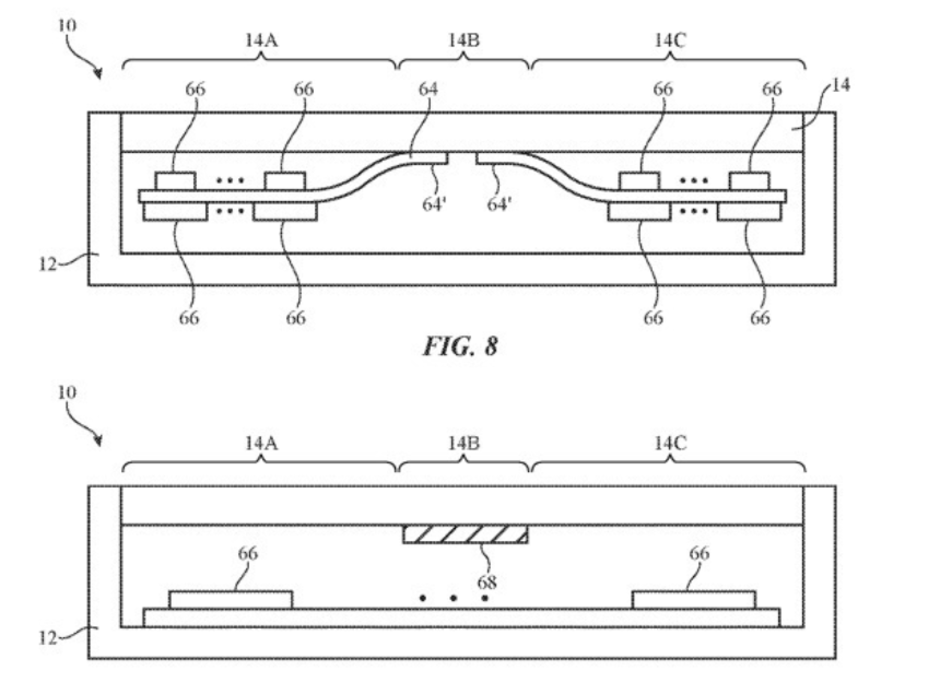 Illustration from a patent application filed by Apple related to a foldable iPhone - Video shows foldable Apple iPhone concept that opens up to become an iPad mini