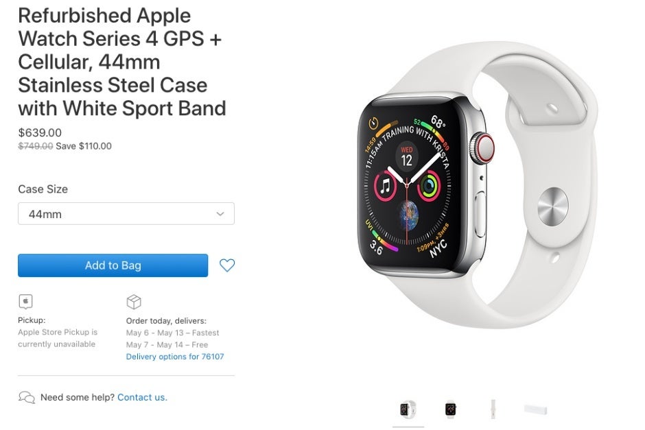 Refurbished Apple Watch Series 4 available from the company, but not for long