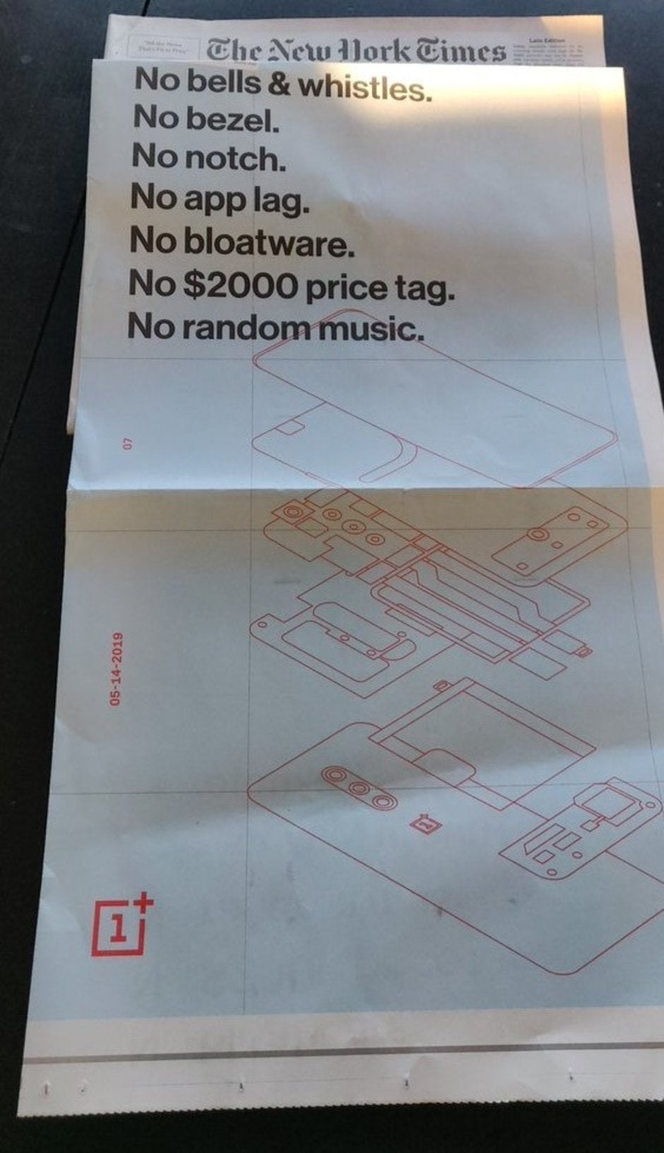 OnePlus 7 Pro newspaper ad confirms "no notch," teases other features