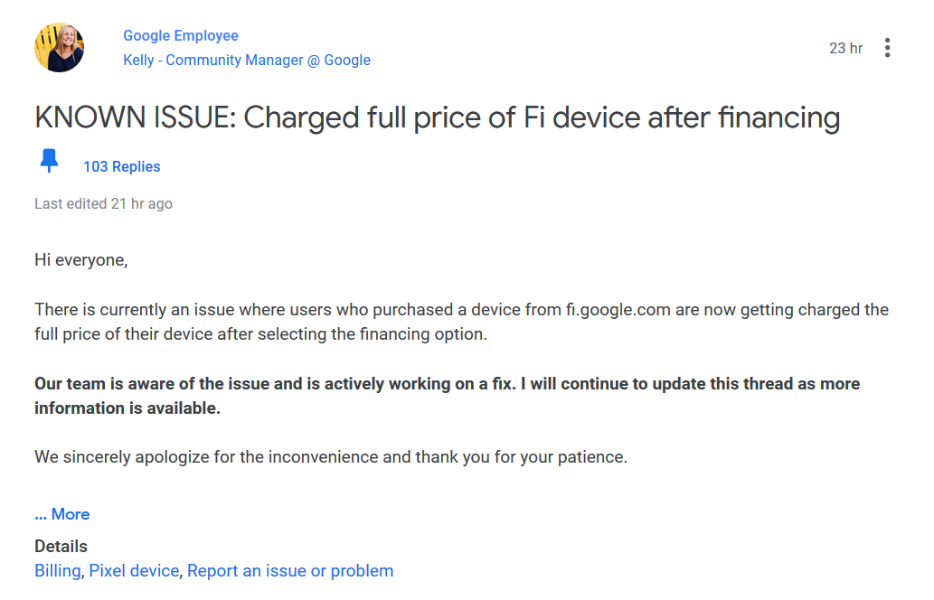 Many Google Fi subscribers were charged full price during a one-day 50% off Pixel 3 sale - Huge goof by Google drains Fi subscribers' bank accounts