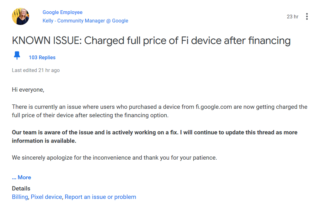 Many Google Fi subscribers were charged full price during a one-day 50% off Pixel 3 sale - Huge goof by Google drains Fi subscribers&#039; bank accounts