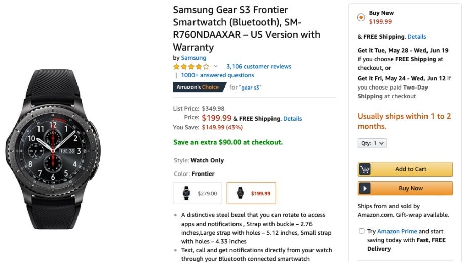 Samsung gear store s3 amazon