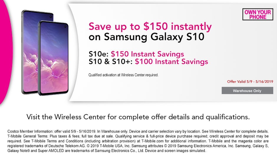 TMobile's Samsung Galaxy S10 phones are up to 200 off at Costco