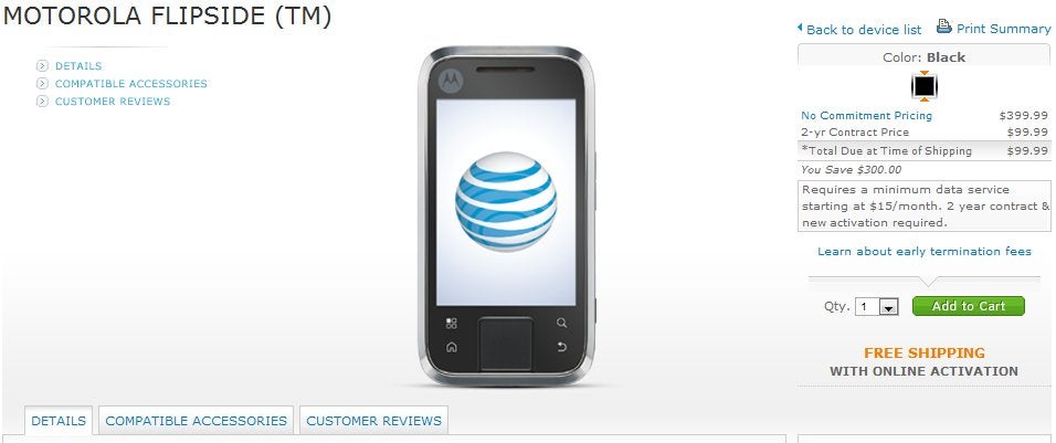 Motorola FLIPSIDE for AT&amp;amp;T is now available online for $99.99 with a contract - Motorola FLIPSIDE dances its way onto AT&amp;T&#039;s lineup today for $99.99