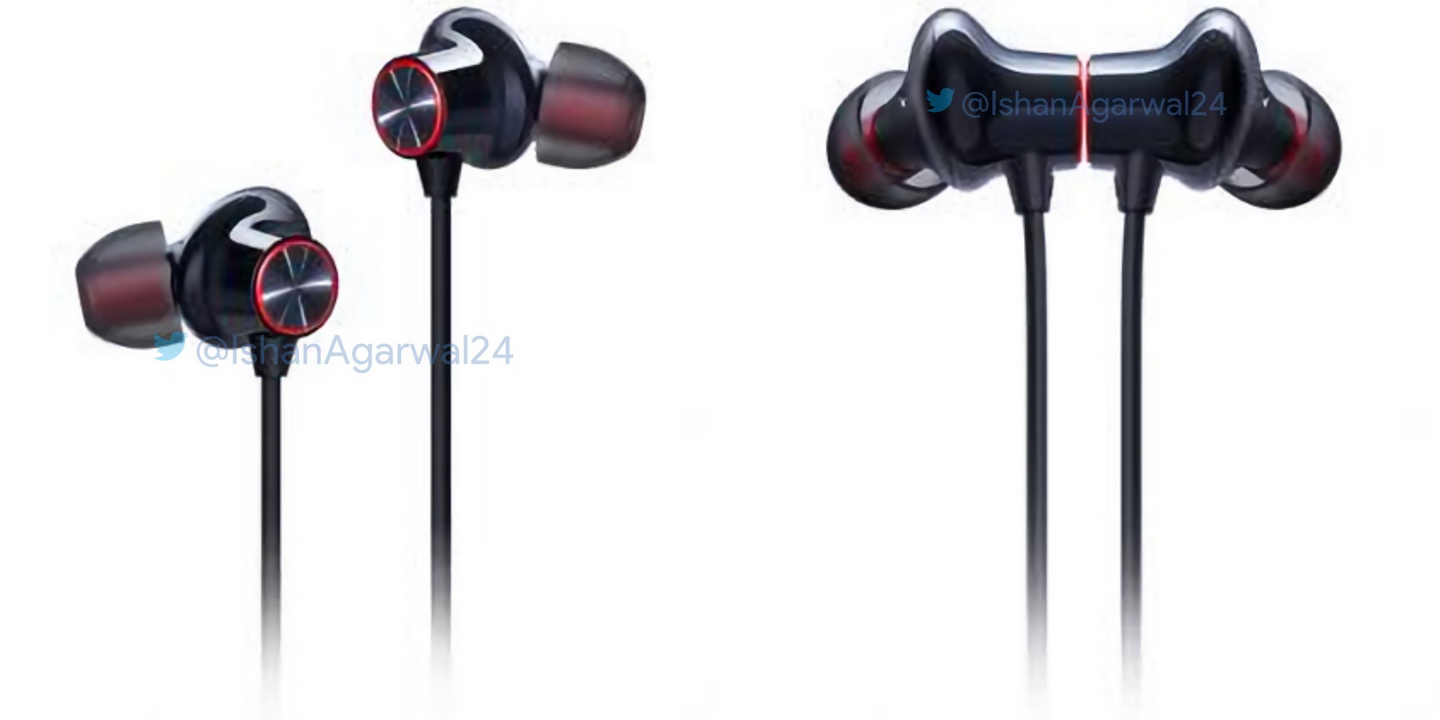Official renders of the OnePlus Bullets Wireless 2 earphones - Official renders leak of some OnePlus 7 and 7 Pro accessories including the Bullets Wireless 2