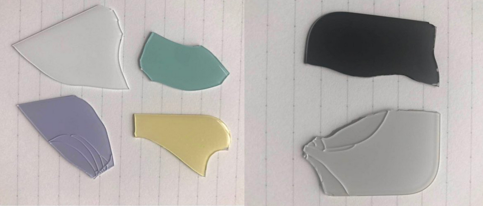 These glass shards allegedly correspond to five of the six color choices available for the upcoming Apple iPhone 11R - Photo of glass shards &quot;confirms&quot; change coming to the Apple iPhone XR sequel