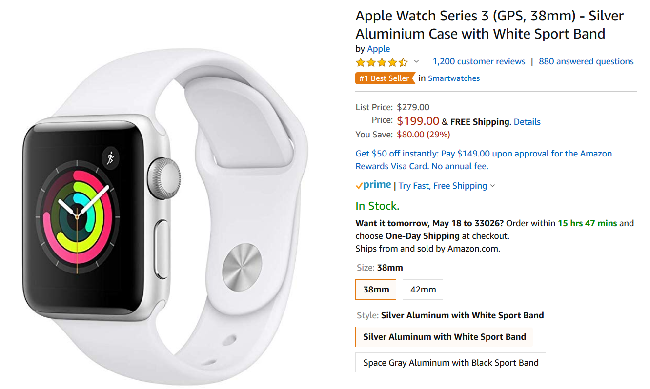 The Apple Watch series 3 is on sale at Amazon - Amazon's timely deal has the Apple Watch priced as low as $199