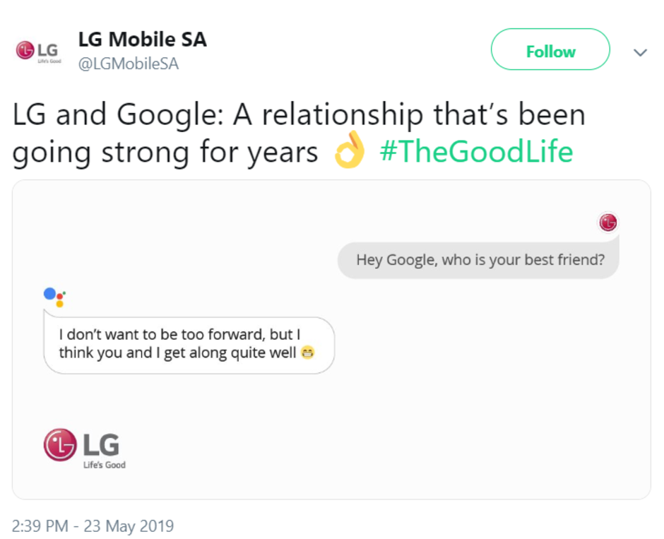 LG may have just trolled Huawei and its US ban on Twitter