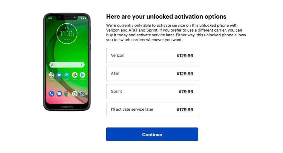 Get the unlocked Moto G7 Play at a discount of up to $120 with carrier activation