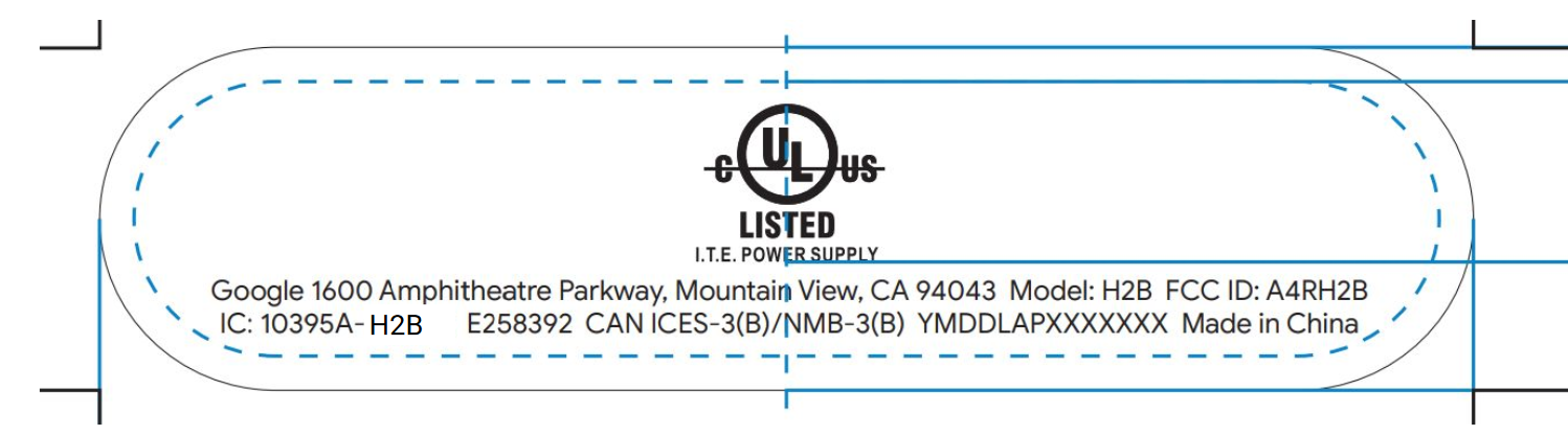 The FCC label that will appear on the bottom of the mystery device - An unknown Google media device gets FCC certification