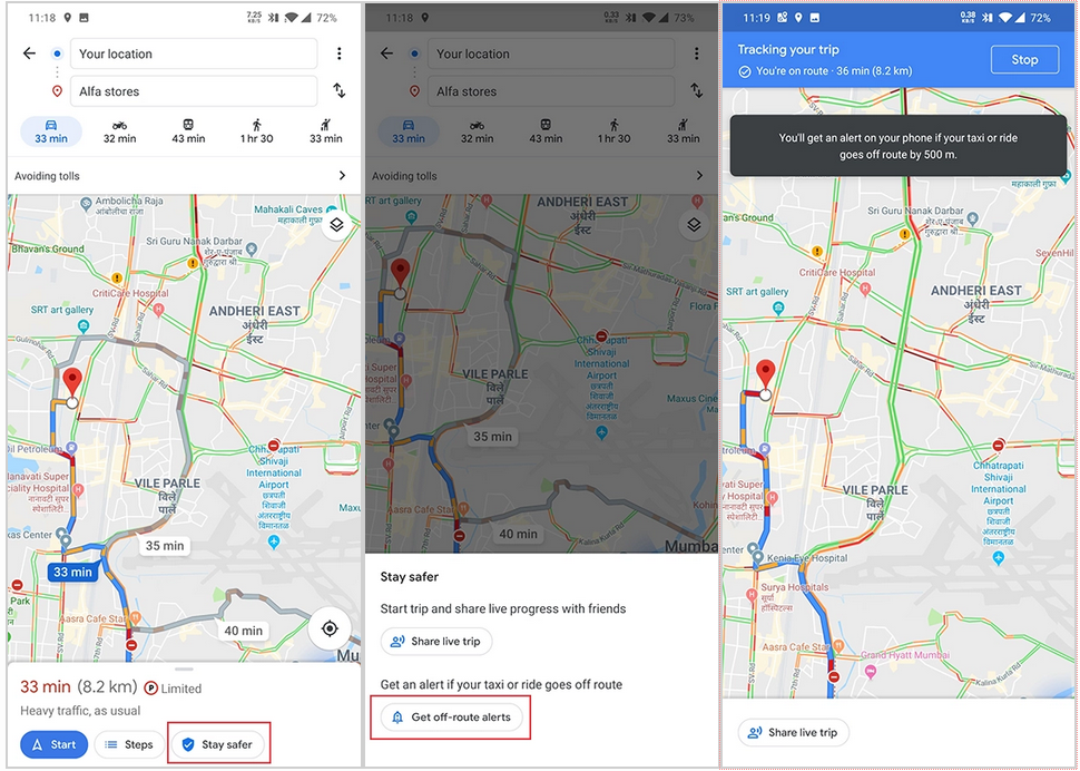 Google is testing a feature for Google Maps that warns you when your taxi driver is off course - Google testing new Maps feature that can save you money or even your life