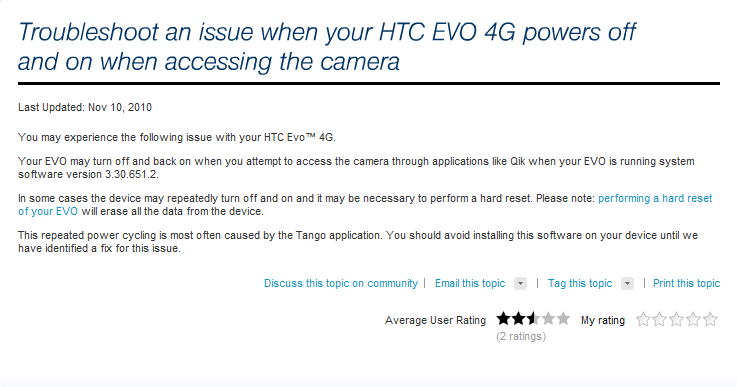 HTC EVO 4G gets an OTA upgrade to repair camera bug