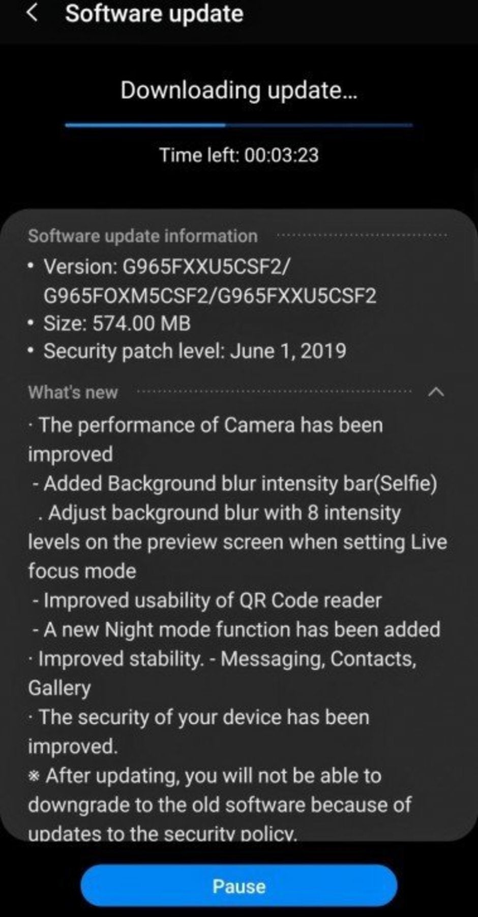 Samsung Galaxy S9 and S9+ update adds Night Mode function, other improvements