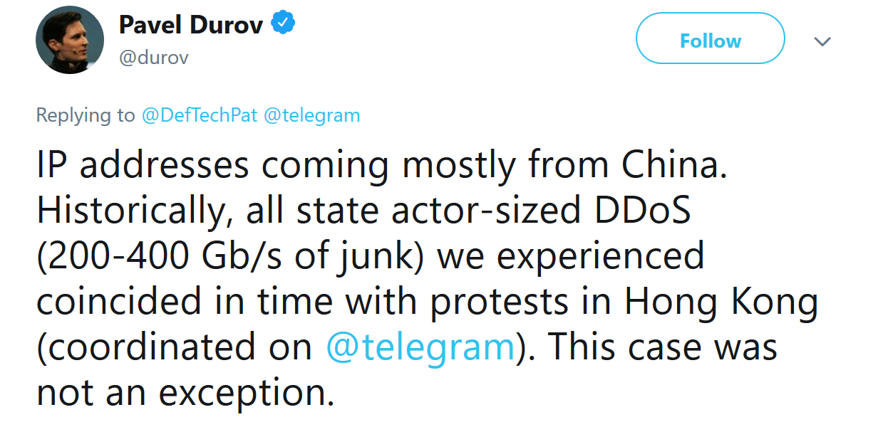 Telegram CEO Durov says China was the source of a cyber attack against the app - Telegram CEO blames China for cyber attack that made the app unusable