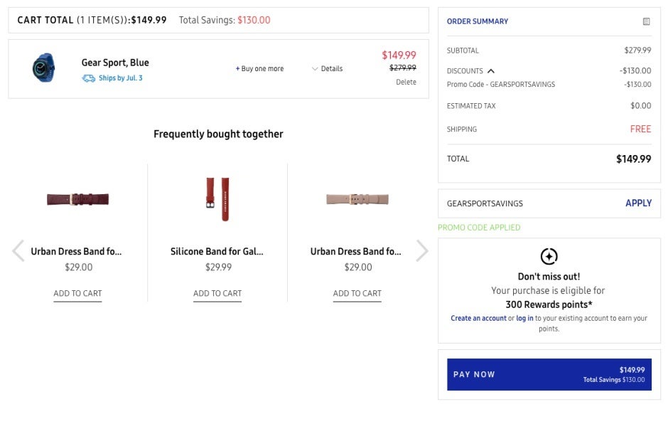Samsung has the Gear Sport on sale for an irresistible $150 with $130 discount code