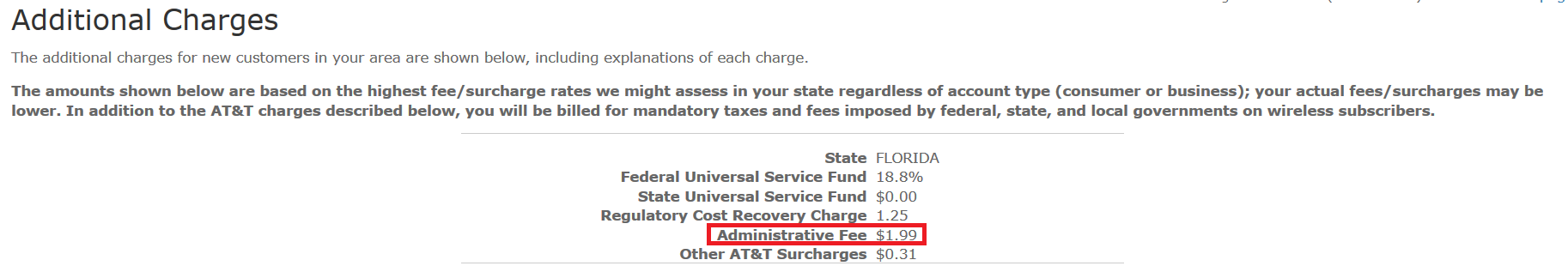 A small link in the fine print on AT&T's website will reveal the monthly administrative fee - Lawsuit accuses AT&T of running a "bait and switch scheme"