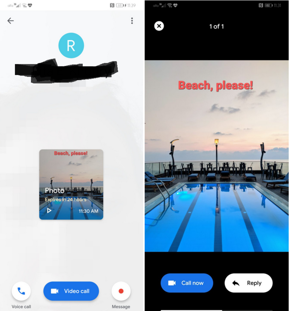 Recipients will see a thumbnail that they can tap to expand and have the option of quickly responding to the sender - Update allows you to share self-destructing images through the Google Duo app