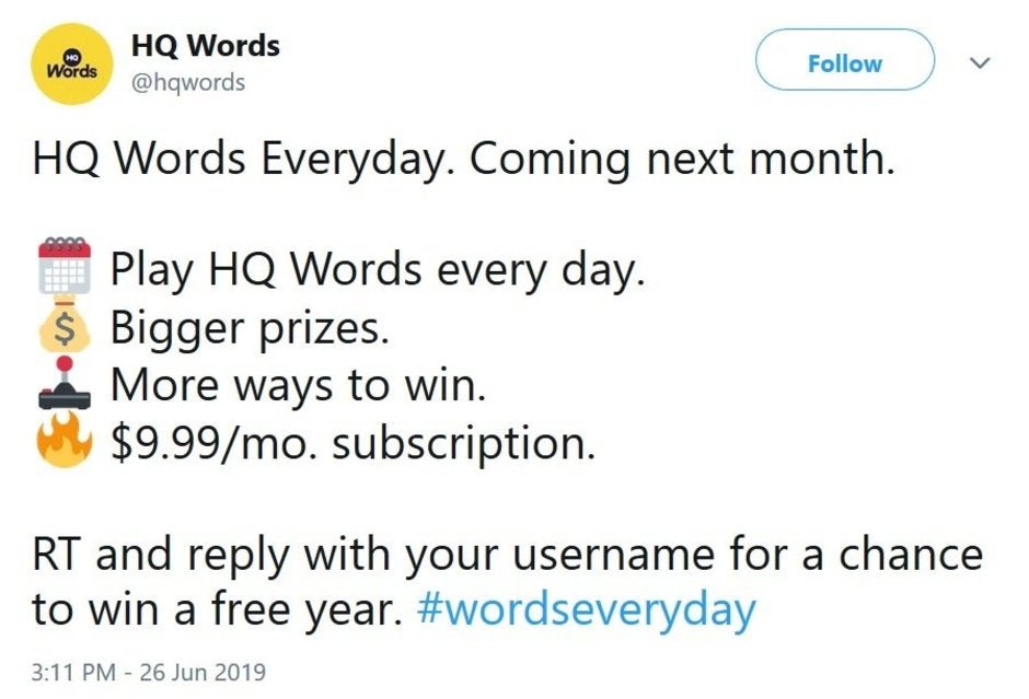 HQ plans to charge $9.99 a month for a subscription to its HQ Words game - HQ Trivia and Words downloads drop 92% as it plans to charge a monthly subscription fee