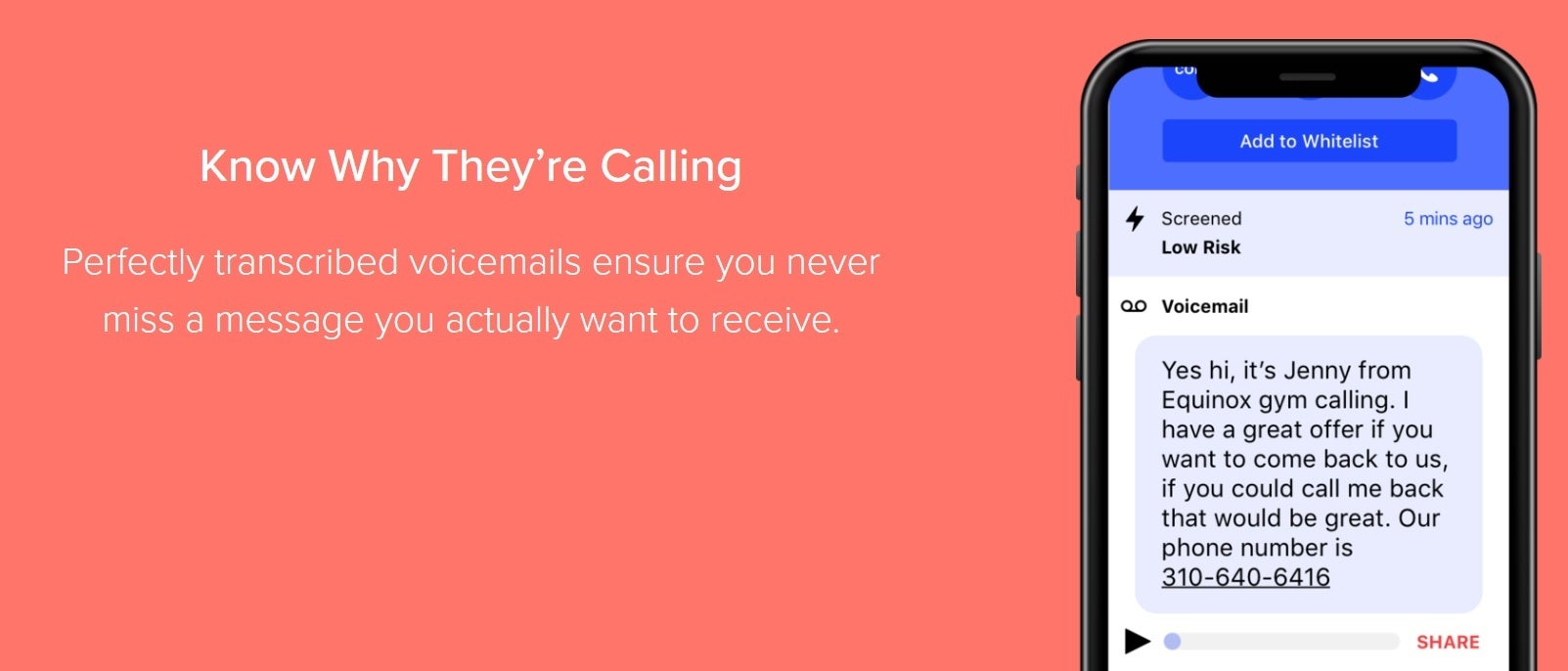 With Firewall, you can read a transcription of voice mail left by a blocked caller - New app blocks spam calls to your Apple iPhone