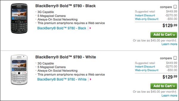 BlackBerry Bold 9780 now on T-Mobile