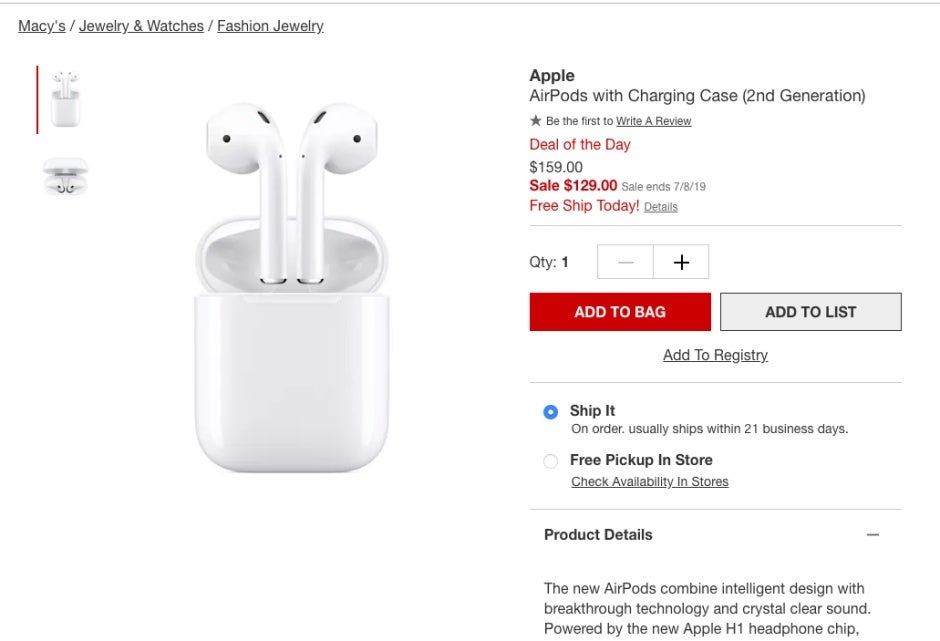 Apple AirPods with Charging Case (2nd Generation) - Macy's