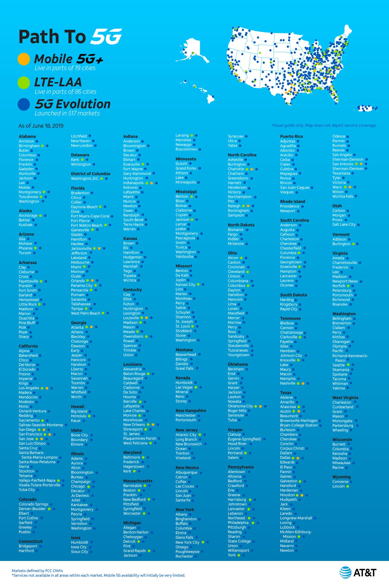 AT&amp;T 5G / 5G E network coverage map: which cities are covered?