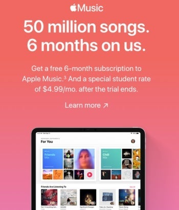 Students can get six free months of Apple Music right now instead of the usual three (new users only)