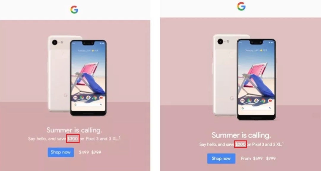 Some Android users received an email showing a deeper, but incorrect $300 discount on the Pixel 3 and Pixel 3 XL - Google sends out email by mistake offering a 50% larger discount on the Pixel 3 line