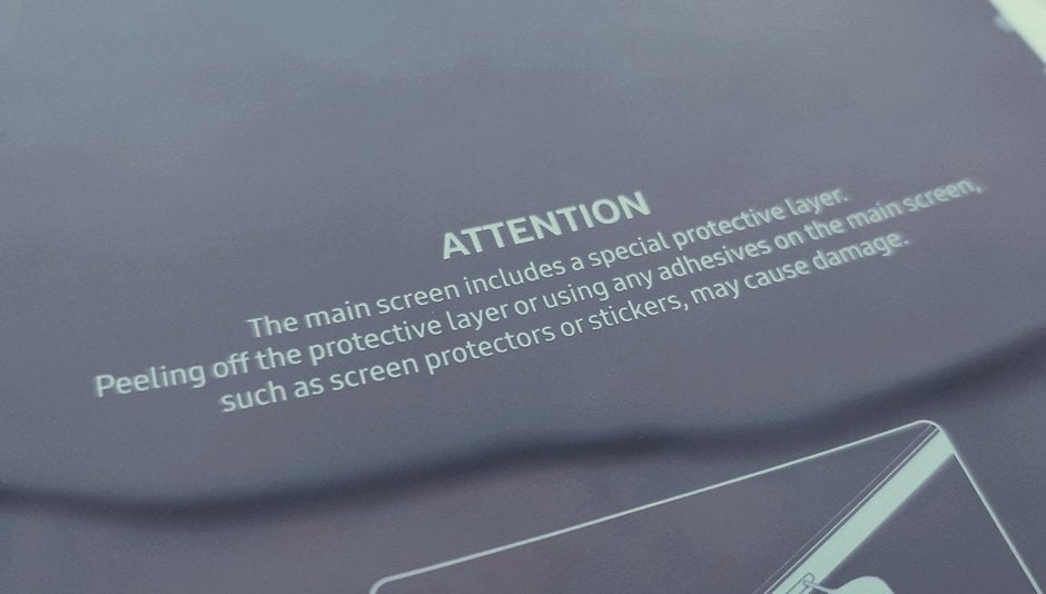 The warning that Samsung included with the original Galaxy Fold review units sent to influencers - Samsung executive says there is no new Galaxy Fold launch date on the horizon