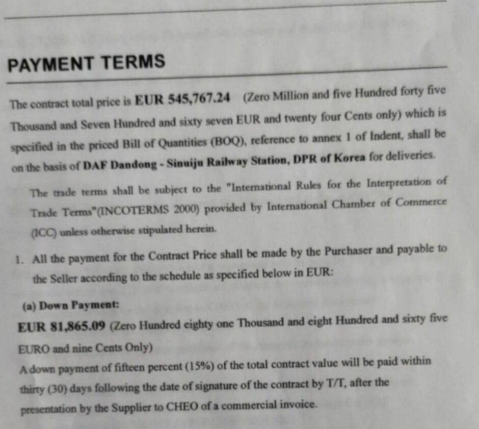 Document allegedly showing some of the terms of the deal between Huawei, Panda and North Korea - Blockbuster report claims Huawei sold American technology to North Korea