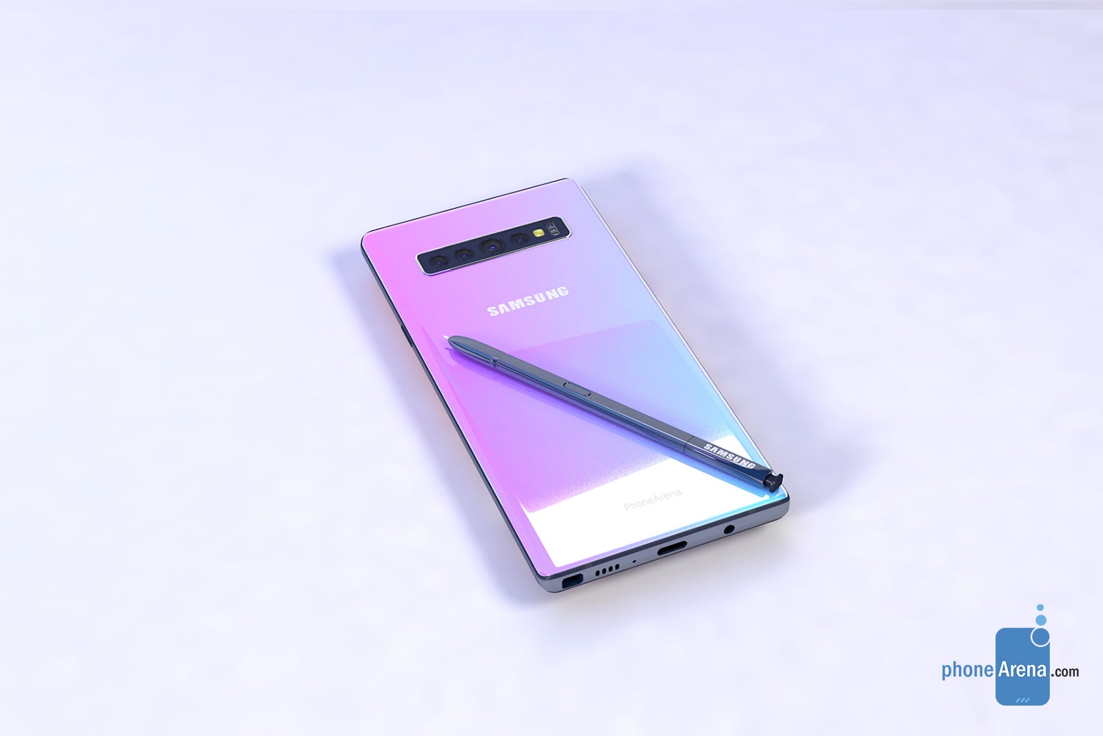 Galaxy Note 10+ render based on leaked information - The Galaxy Note 10+ has been accidentally confirmed by Samsung, 256 GB and 512 GB variants spotted