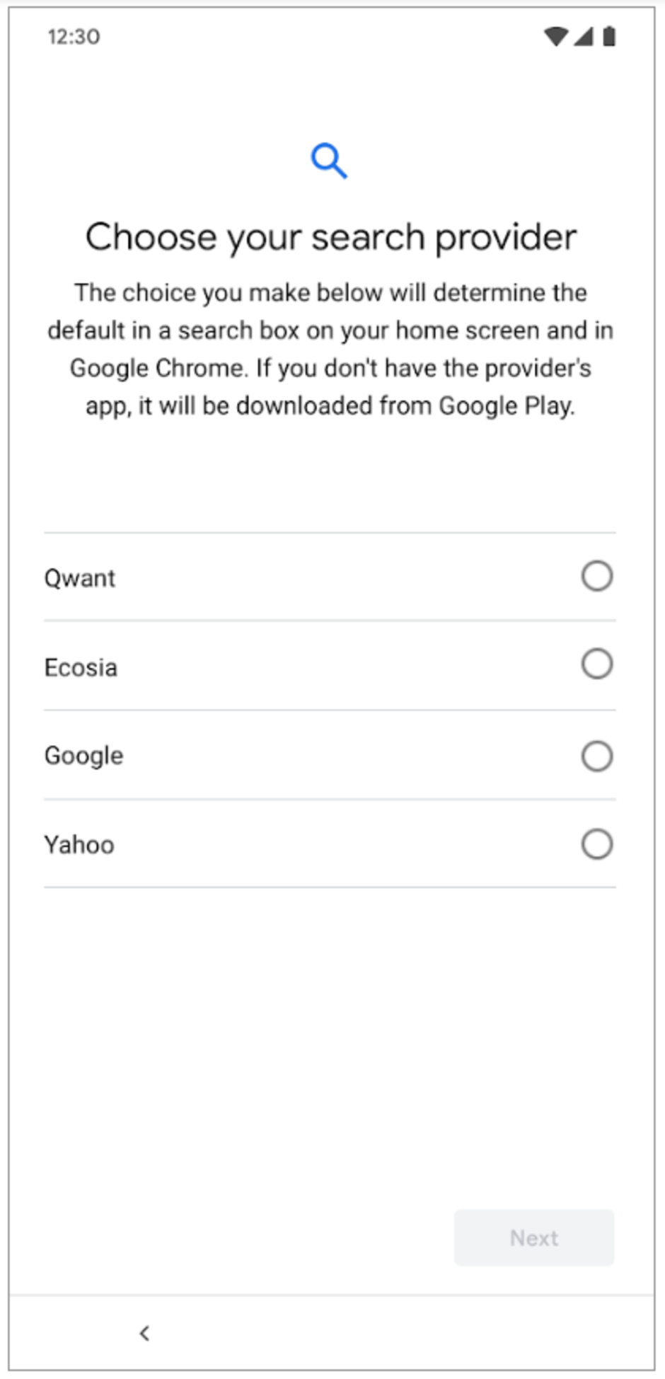 The new page users in Europe will see when setting up their new Android smartphone - Google to make changes it really doesn&#039;t want to, at least in one region